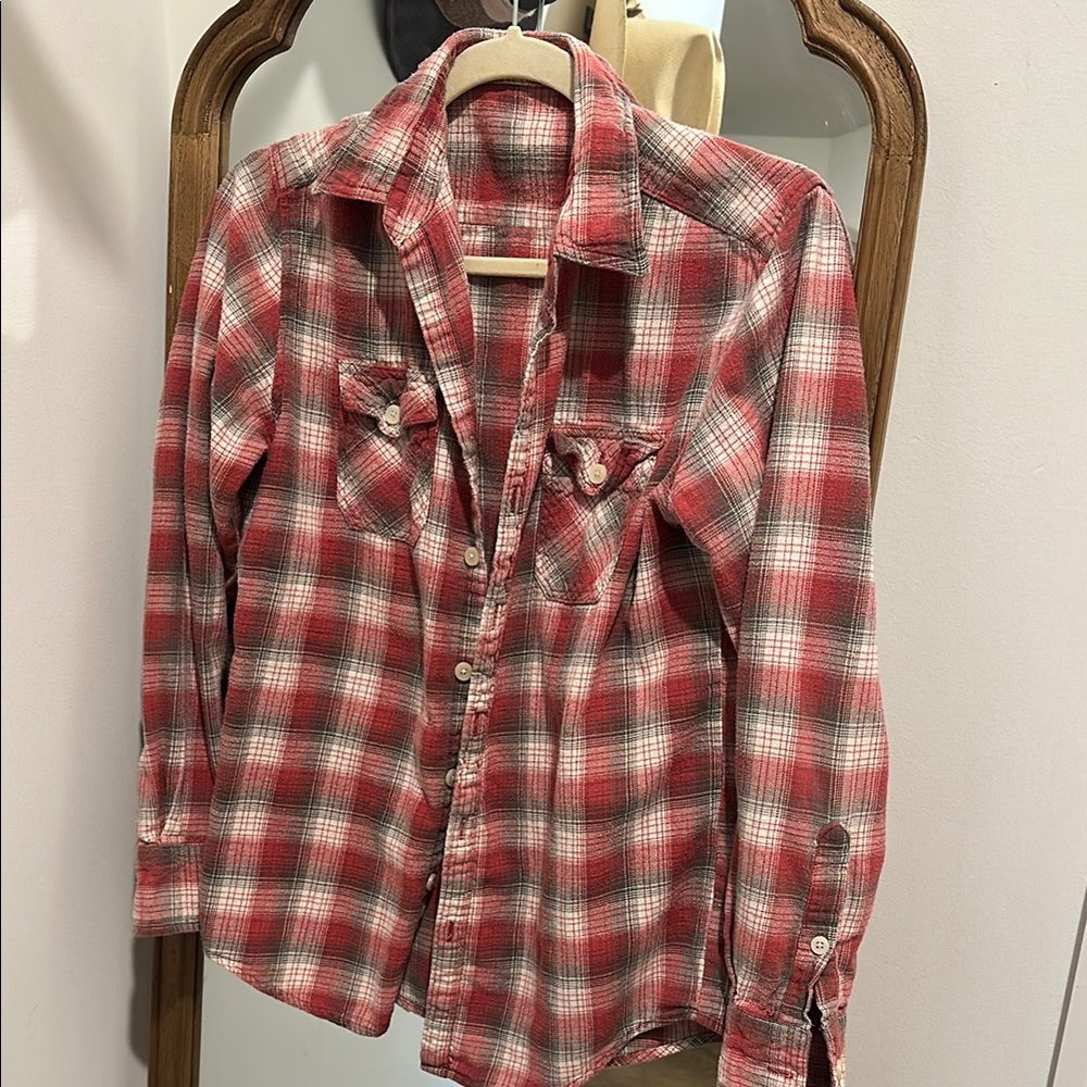 Red vintage Plaid Button-Up Shirt